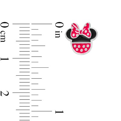 Child's Red and Black Enamel @Disney Mickey Mouse and Minnie Mouse Mismatch Stud Earrings in Sterling Silver