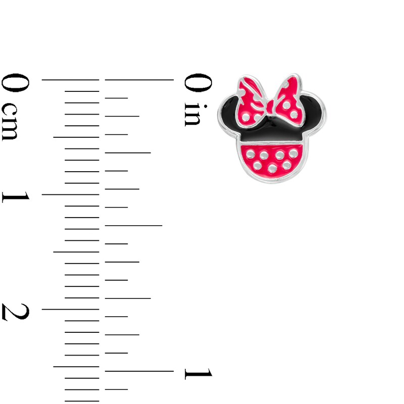 Main Image 2 of Child's Red and Black Enamel @Disney Mickey Mouse and Minnie Mouse Mismatch Stud Earrings in Sterling Silver
