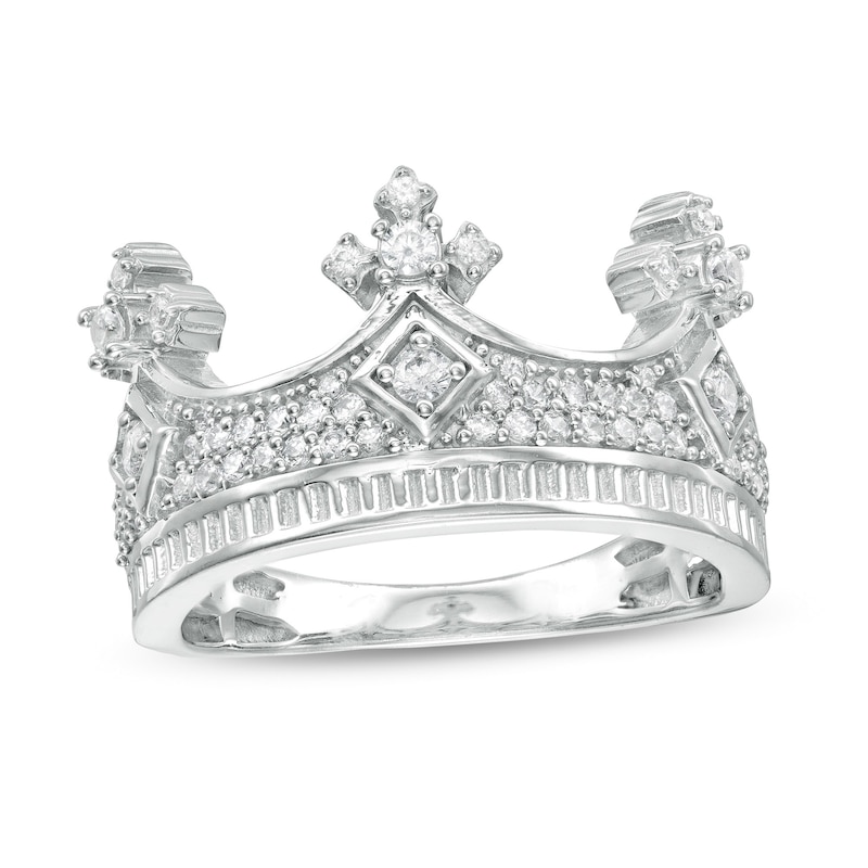 Cubic Zirconia Crown Ring in Sterling Silver - Size 10