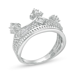Cubic Zirconia Crown Ring in Sterling Silver - Size 10