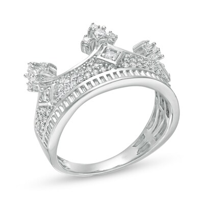 Cubic Zirconia Crown Ring in Sterling Silver - Size 10