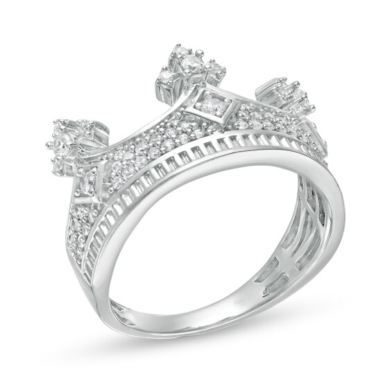 Cubic Zirconia Crown Ring in Sterling Silver - Size 10