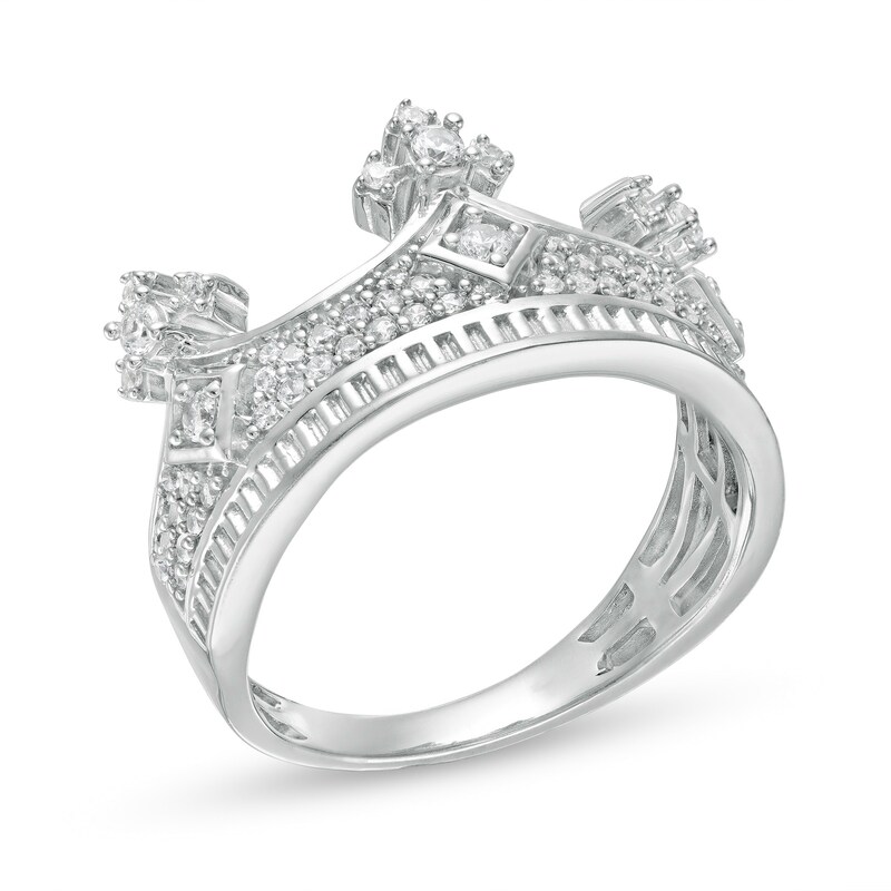 Cubic Zirconia Crown Ring in Sterling Silver - Size 10