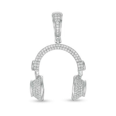 Cubic Zirconia Headphones Charm in Sterling Silver