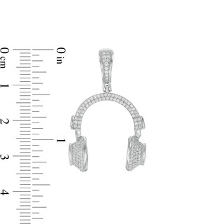 Cubic Zirconia Headphones Charm in Sterling Silver