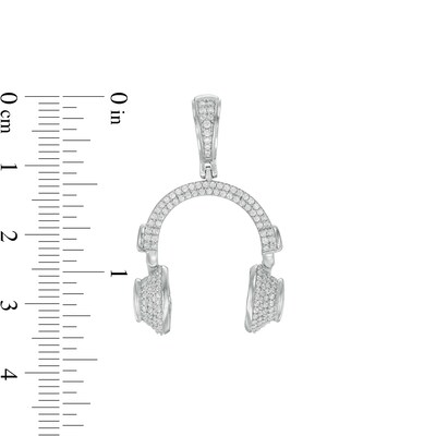 Cubic Zirconia Headphones Charm in Sterling Silver