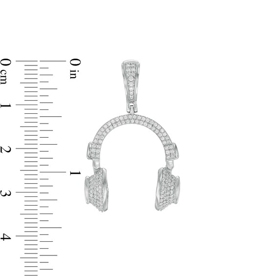 Cubic Zirconia Headphones Charm in Sterling Silver