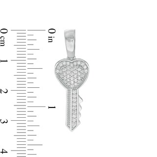 Cubic Zirconia Heart-Top Key Charm in Sterling Silver