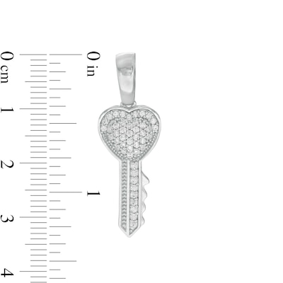 Cubic Zirconia Heart-Top Key Charm in Sterling Silver