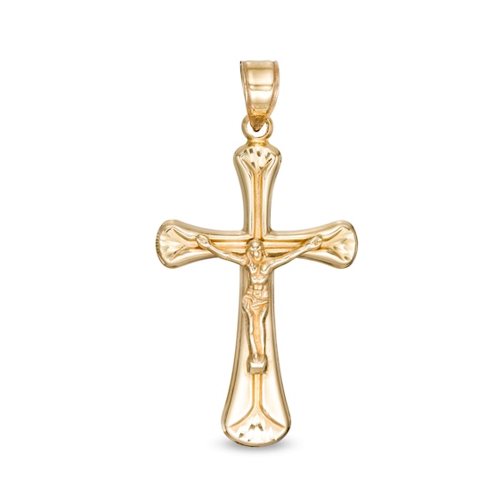 Puffed Crucifix Charm in 10K Stamp Hollow Gold