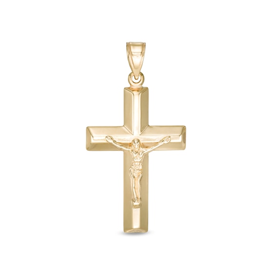 Puffed Crucifix Charm in 10K Stamp Hollow Gold