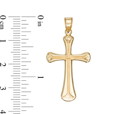 Diamond-Cut Puffed Cross Charm in 10K Stamp Hollow Gold