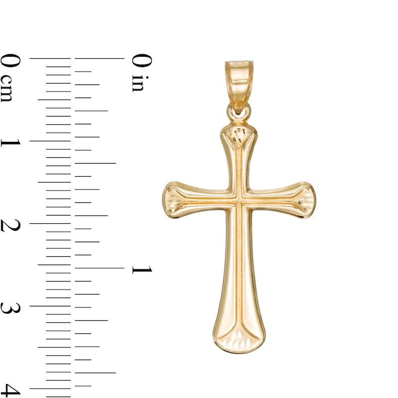 Diamond-Cut Puffed Cross Charm in 10K Stamp Hollow Gold