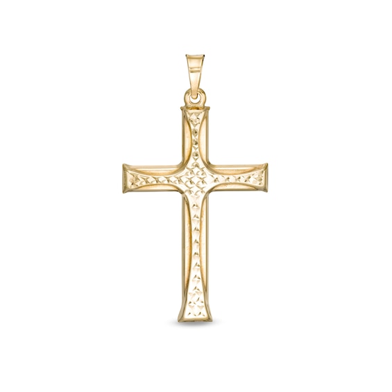 Diamond-Cut Cross Charm in 10K Stamp Hollow Gold