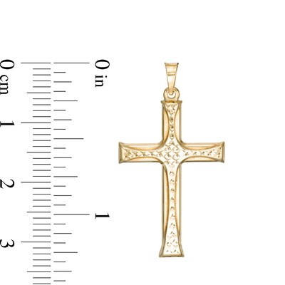 Diamond-Cut Cross Charm in 10K Stamp Hollow Gold