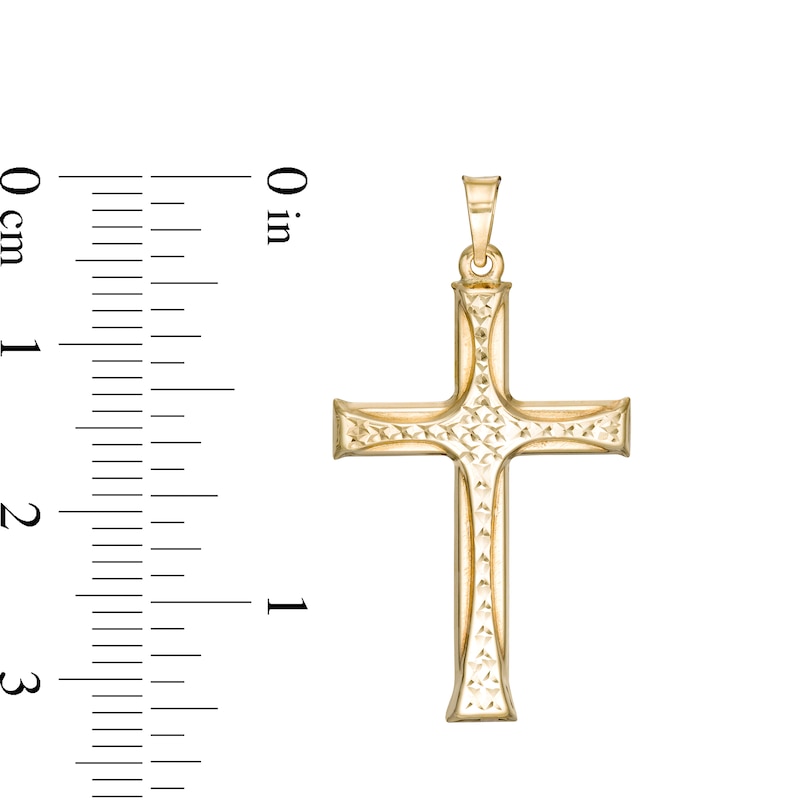 Diamond-Cut Cross Charm in 10K Stamp Hollow Gold