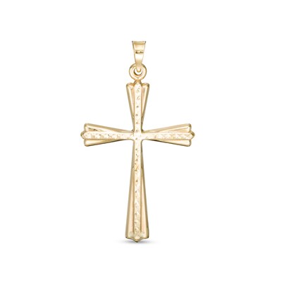 Diamond-Cut Thin Cross Charm in 10K Stamp Hollow Gold