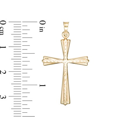Diamond-Cut Thin Cross Charm in 10K Stamp Hollow Gold