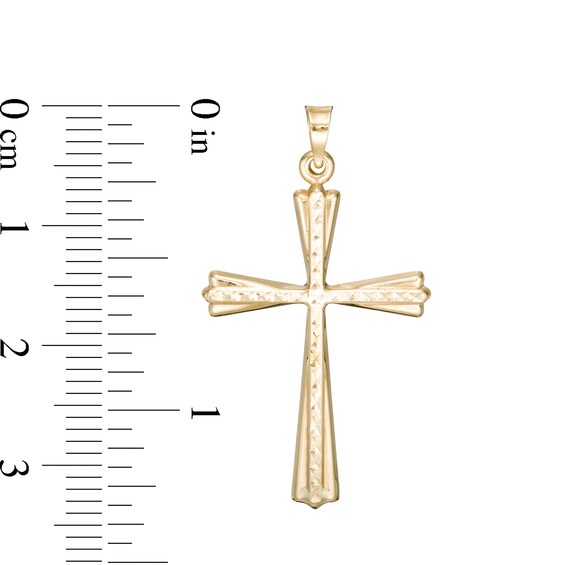 Diamond-Cut Thin Cross Charm in 10K Stamp Hollow Gold