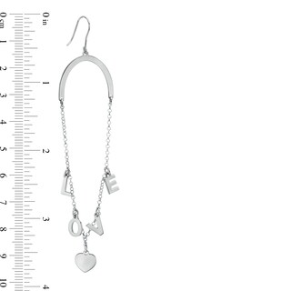 "LOVE" Station Dangle Chain Drop Earrings in Sterling Silver