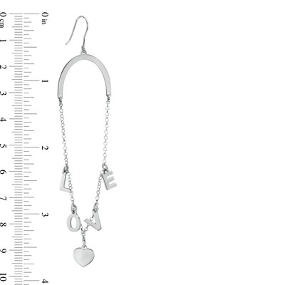 "LOVE" Station Dangle Chain Drop Earrings in Sterling Silver