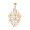 Diamond-Cut Filigree Crucifix Charm in 10K Two-Tone Gold