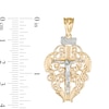 Diamond-Cut Filigree Crucifix Charm in 10K Two-Tone Gold