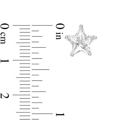 8mm Star-Shaped Cubic Zirconia Solitaire Stud Earrings in Sterling Silver