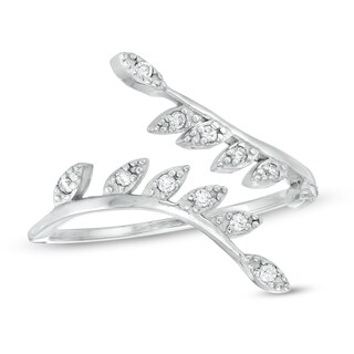 Cubic Zirconia Open Vine Wrap Ring in Sterling Silver - Size 7