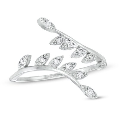 Cubic Zirconia Open Vine Wrap Ring in Sterling Silver - Size 7