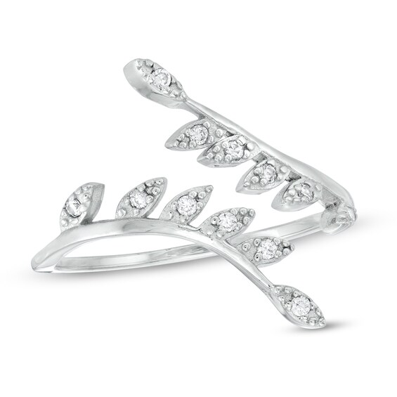 Cubic Zirconia Open Vine Wrap Ring in Sterling Silver - Size 7