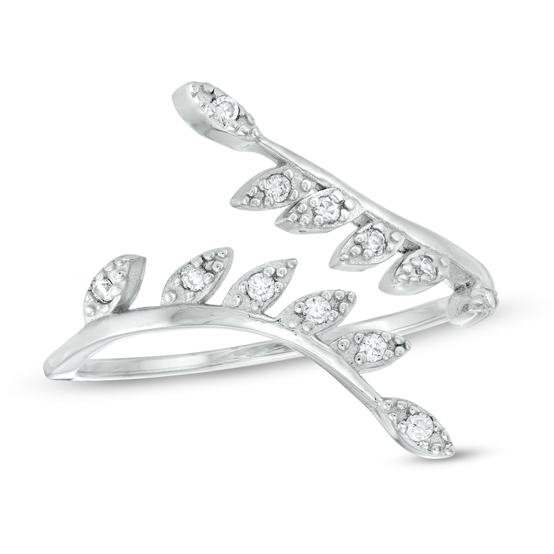 Cubic Zirconia Open Vine Wrap Ring in Sterling Silver - Size 7