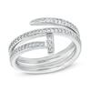 Thumbnail Image 1 of Cubic Zirconia Nail Wrap Split Shank Ring in Sterling Silver - Size 7