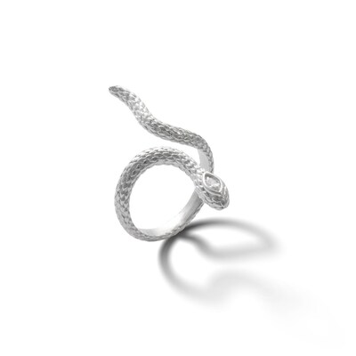 Marquise Cubic Zirconia Diamond-Cut Snake Wrap Ring in Solid Sterling Silver - Size 7