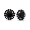 Thumbnail Image 1 of Black Cubic Zirconia Frame Stud Earrings in Sterling Silver