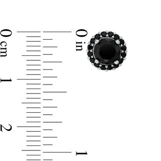 Black Cubic Zirconia Frame Stud Earrings in Sterling Silver
