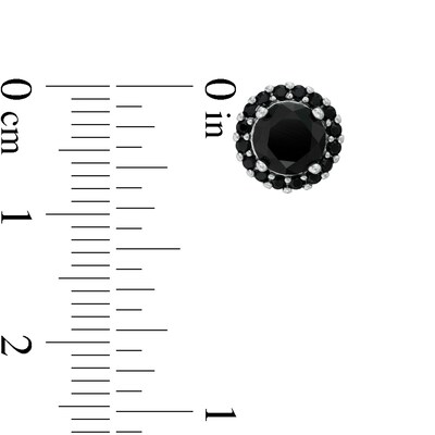 Black Cubic Zirconia Frame Stud Earrings in Sterling Silver