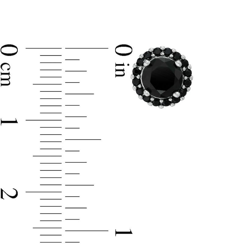 Main Image 2 of Black Cubic Zirconia Frame Stud Earrings in Sterling Silver