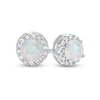 Thumbnail Image 0 of 5mm Simulated Opal and Cubic Zirconia Frame Stud Earrings in Solid Sterling Silver