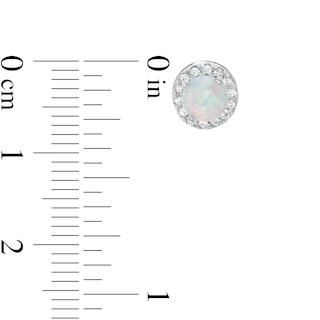 5mm Simulated Opal and Cubic Zirconia Frame Stud Earrings in Solid Sterling Silver