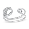 Thumbnail Image 0 of Cubic Zirconia Safety Pin Wrap Ring in Sterling Silver - Size 7