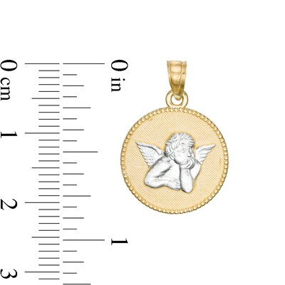 Cherub Textured Medal Charm in 10K Solid Two-Tone Gold