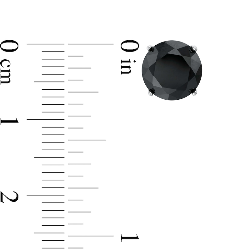 Main Image 2 of 8mm Black Cubic Zirconia Solitaire Stud Earrings in Sterling Silver