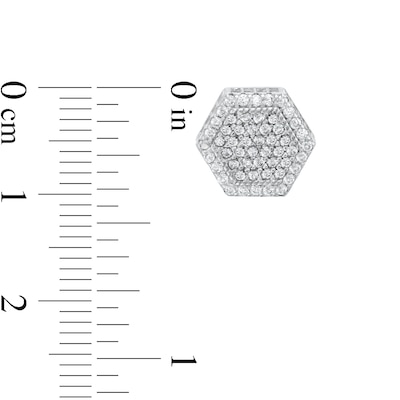 Cubic Zirconia Hexagon Stud Earrings in Sterling Silver