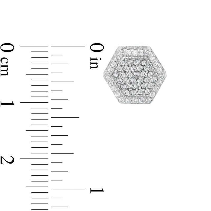 Main Image 2 of Cubic Zirconia Hexagon Stud Earrings in Sterling Silver