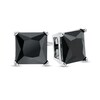 8mm Princess-Cut Black Cubic Zirconia Solitaire Stud Earrings in Sterling Silver
