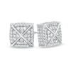 Cubic Zirconia Split Cushion Stud Earrings in Sterling Silver