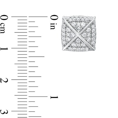 Cubic Zirconia Split Cushion Stud Earrings in Sterling Silver