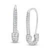 Thumbnail Image 1 of Cubic Zirconia Safety Pin Threader Drop Earrings in Sterling Silver