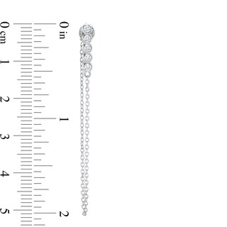 Cubic Zirconia Five Stone Chain Drop Earrings in Sterling Silver